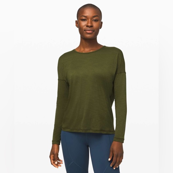 Lululemon Get Set Long Sleeve in Heathered Landscape Green Size 8 / 10 - Picture 2 of 7
